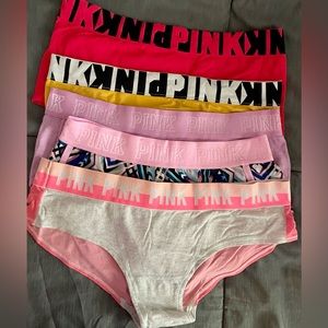 VS Pink lot of 5 Size Medium boyshorts. Wore only a couple times.